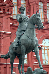 Fototapeta na wymiar Monument to Marshal Zhukov outside Red Square