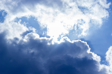 White clouds in a blue sky