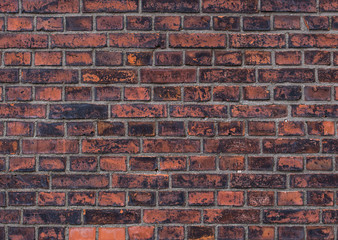 texture of old red brick wall background. high detailed photo of brickwall