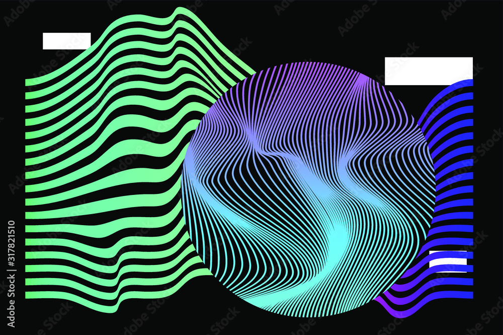 Aufkleber Abstract background with generative art elements.  Futuristic and glitched shapes in cyberpunk style.