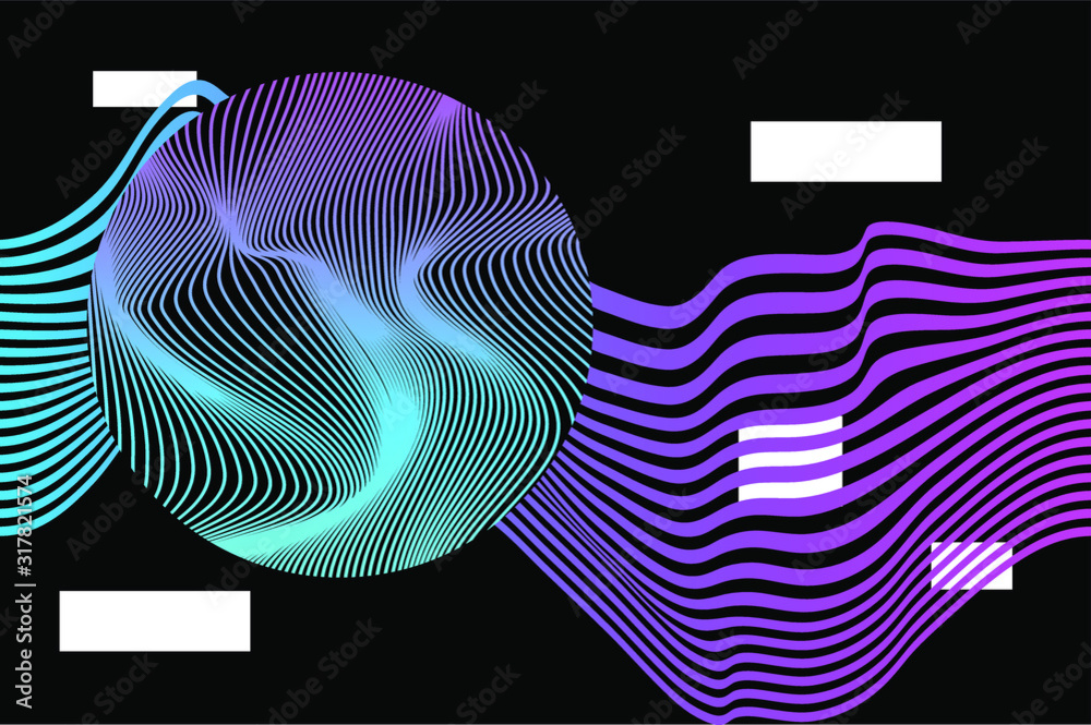 Poster Abstract background with generative art elements.  Futuristic and glitched shapes in cyberpunk style.