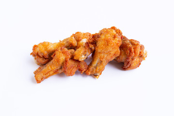 Fried chicken on white background.