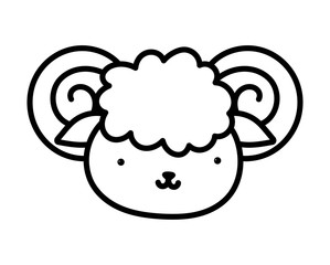 goat face farm animal cartoon background thick line