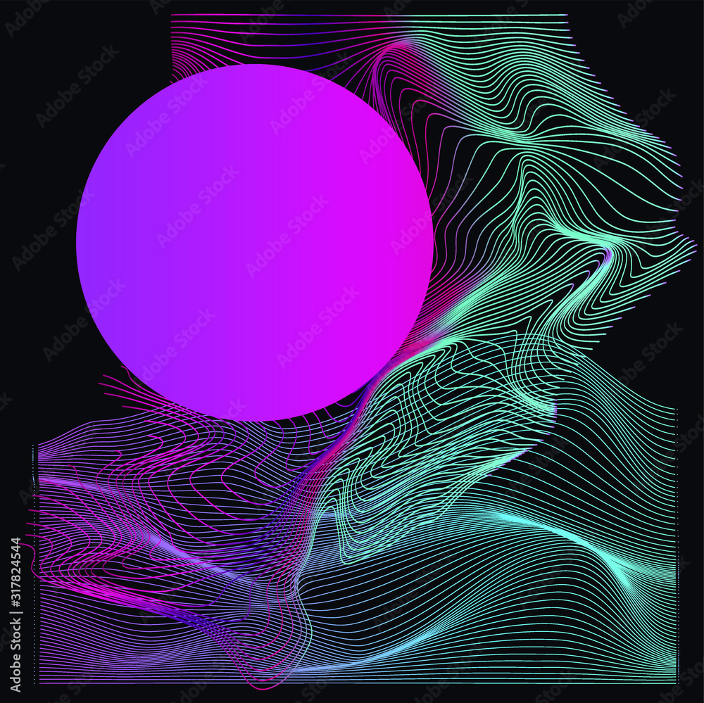 Aufkleber Abstract background with generative art elements. Futuristic and glitched shapes in cyberpunk style.