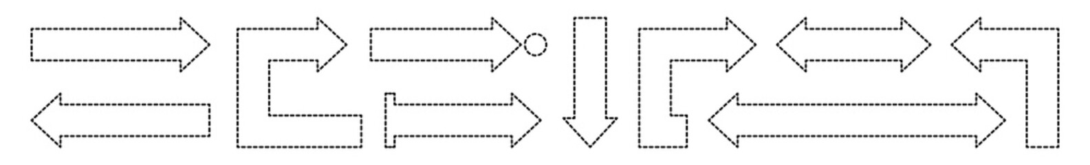 Arrow Icon Dotted Black | Arrows | Infographic Illustration | Direction Symbol | Pointer Logo | Up Sign | Isolated | Variations