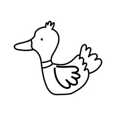 duck poultry bird farm animal cartoon thick line