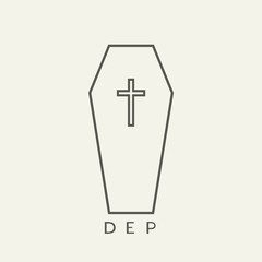 Obraz premium Design of coffin flat icon, DEP is RIP in spanish