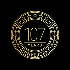 107 years anniversary logo template. 107th line art vector and illustration.