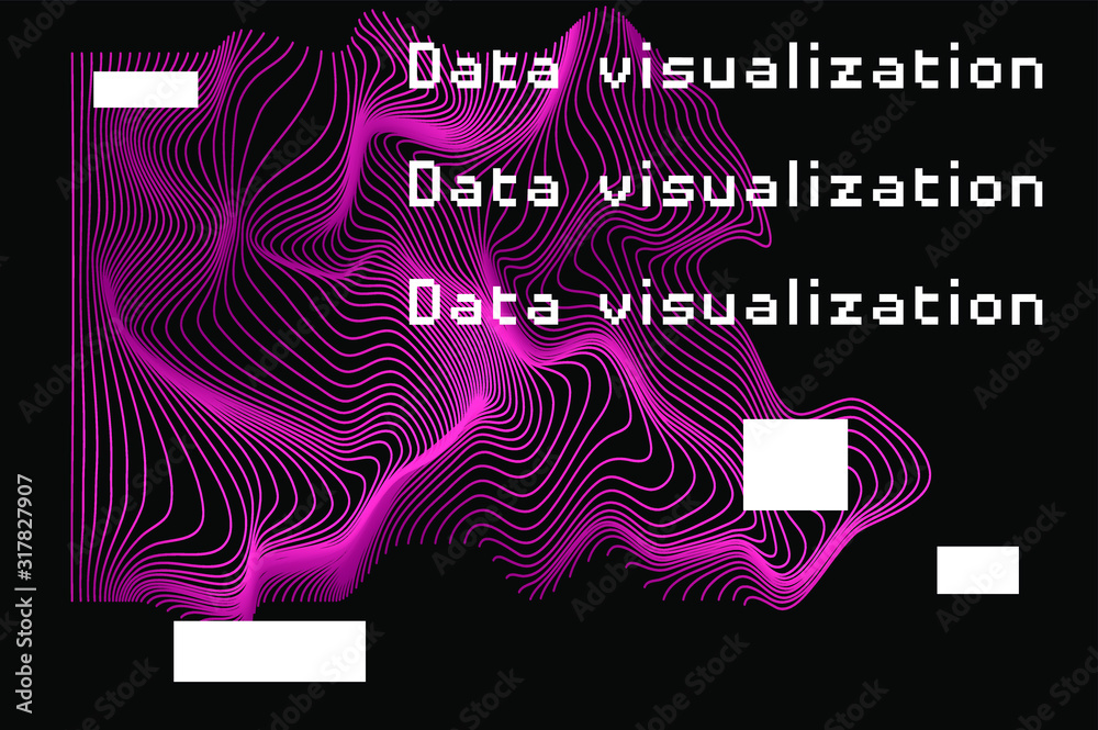 Poster Abstract background with generative art elements. Futuristic and glitched shapes in cyberpunk style, Data visualization concept.