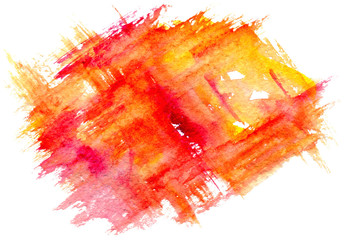 Orange watercolor spot with rough ragged edges for background or masking