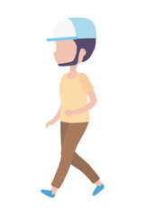 young man walking character cartoon icon