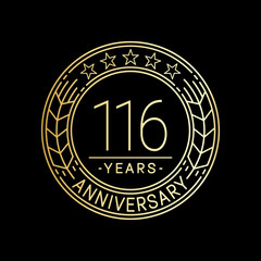 Fototapeta premium 116 years anniversary logo template. 116th line art vector and illustration.