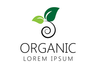 Organic Logo. Nature Element - Isolated On White. Green Organic Logo, Vector. For Health Symbol, Leaf Design, Nature Element, Planet Logo And Eco Icon. Organic Icon, Vector Template