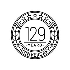 129 years anniversary logo template. 129th line art vector and illustration.
