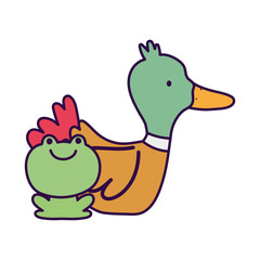 duck and frog farm cartoon animal