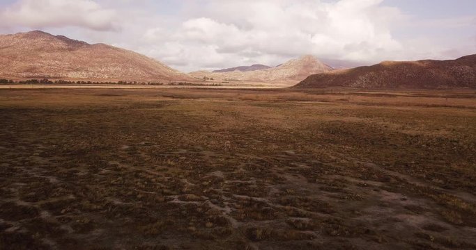 Highland Mountainous Moreno Valley Lands California, Extreme Wide Shot of the parched land, and mountains in the background