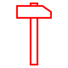 Fototapeta premium Hammer sign icon - red simple outline, isolated - vector