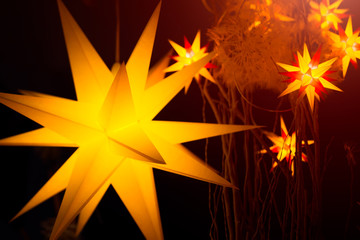 Star Abstract Decoration Lights, christmas background, gold color
