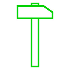 Hammer sign icon - green simple outline, isolated - vector
