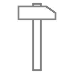 Fototapeta premium Hammer sign icon - gray silver metal simple outline, isolated - vector
