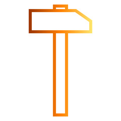 Hammer sign icon - orange simple gradient outline, isolated - vector