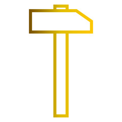 Hammer sign icon - golden simple gradient outline, isolated - vector