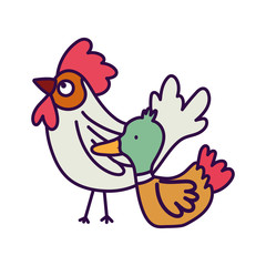 rooster and duck farm animal cartoon