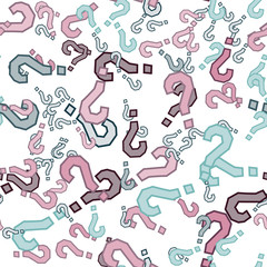 Quiz seamless pattern. Question marks, doubt, faq