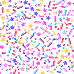 Sprinkle Cupcake Donut Topping. Seamless Pattern 