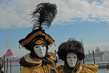 Italy, Venice colorful carnival masks.