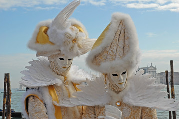 Italy, Venice colorful carnival masks.