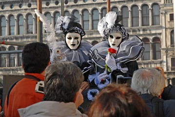 Italy, Venice colorful carnival masks.