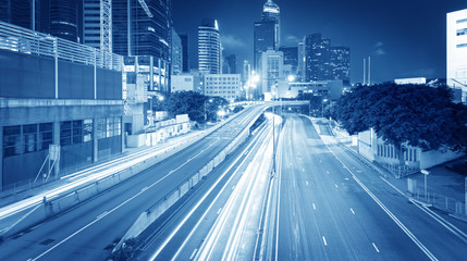 traffic in Hong Kong at night