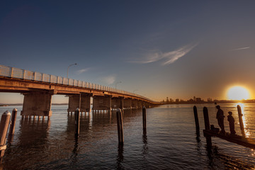 Fototapeta na wymiar Sunset Forster Bridge NSW Australia