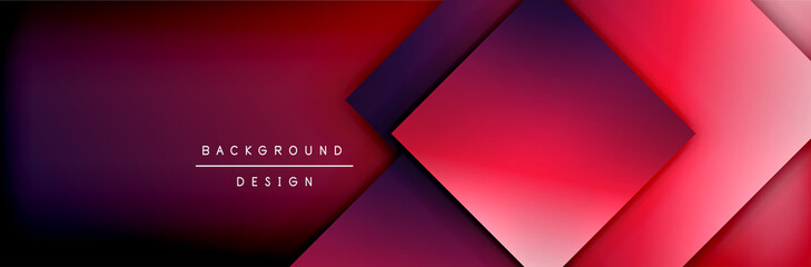 Square shapes composition geometric abstract background. 3D shadow effects and fluid gradients. Modern overlapping forms