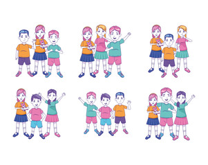 cartoon happy kids icon set, colorful design