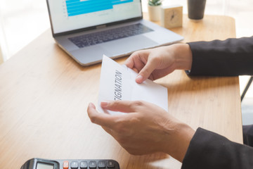 Employees with resignation letter or resignation handover for human resource managers.