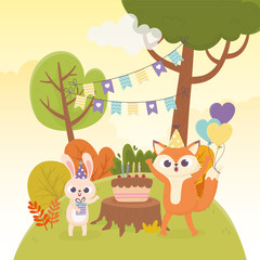 Obraz na płótnie Canvas rabbit fox party decoration celebration happy day