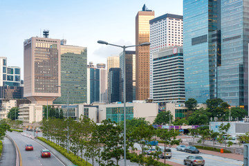 Fototapeta na wymiar modern cityscape and road of Hongkong