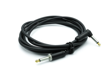 Audio cable with jack on isolated white background