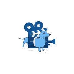blue dog entertainment film studio mascot logo and icon