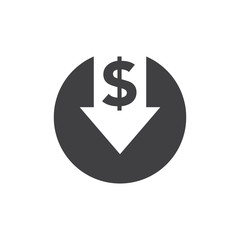 dollar down icon, cost reduction icon