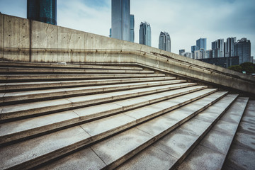 Fototapeta premium empty, modern square and skyscrapers in modern city