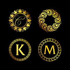 luxury decorative ornament logo design set