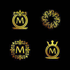 luxury decorative ornament logo design set