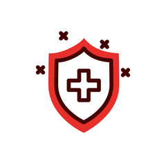 Cross inside shield of medical care concept vector design