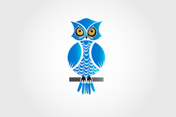 A cute blue owl vector image