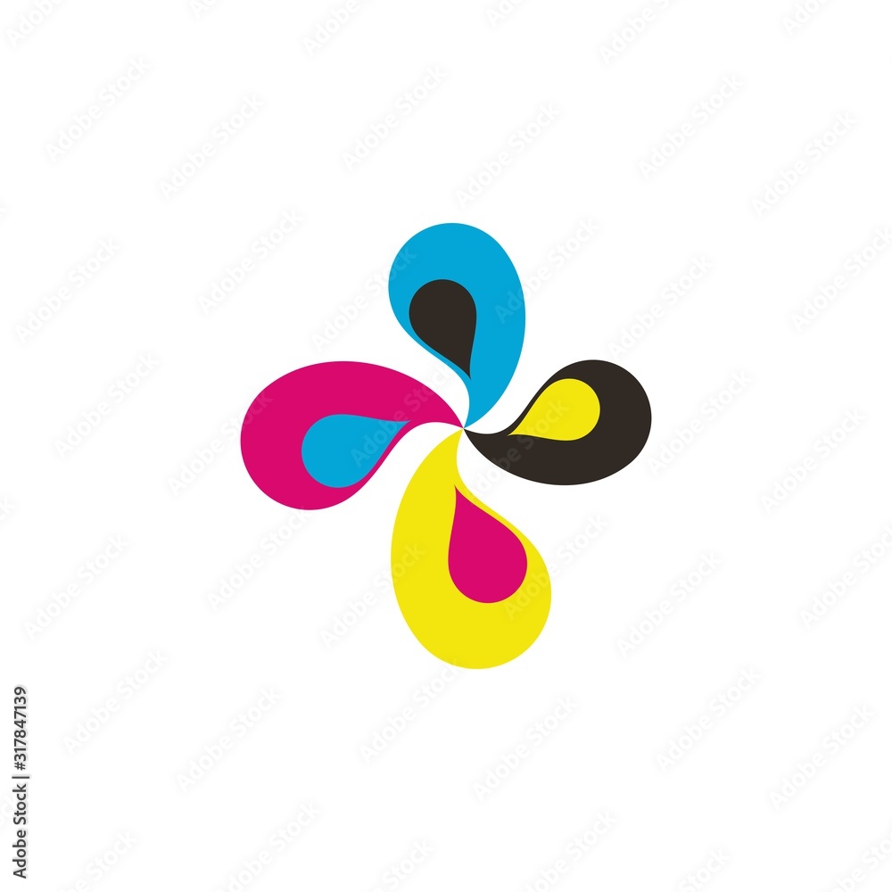 Wall mural CMYK Color drop logo design vector