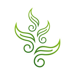 green natural ornaments curvy stylish leaf logo design vector