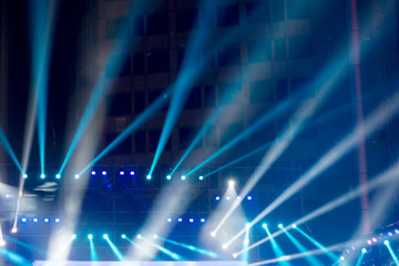 Fototapeta premium multiple spotlights on a theatre stage lighting rig